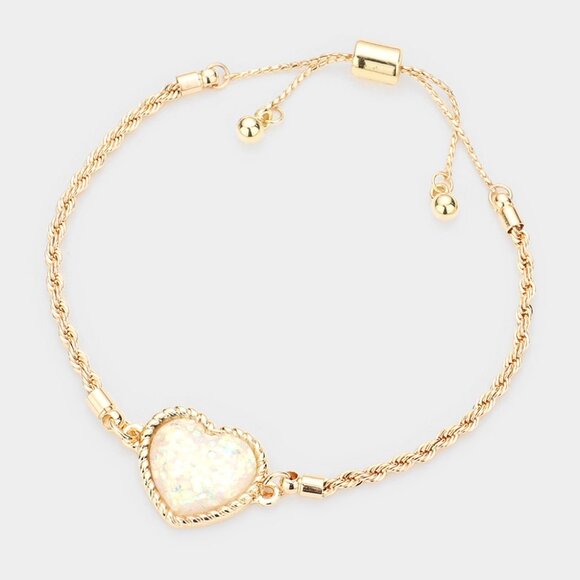 🆕 Glittered Heart Cinch Bracelet - Picture 2 of 2